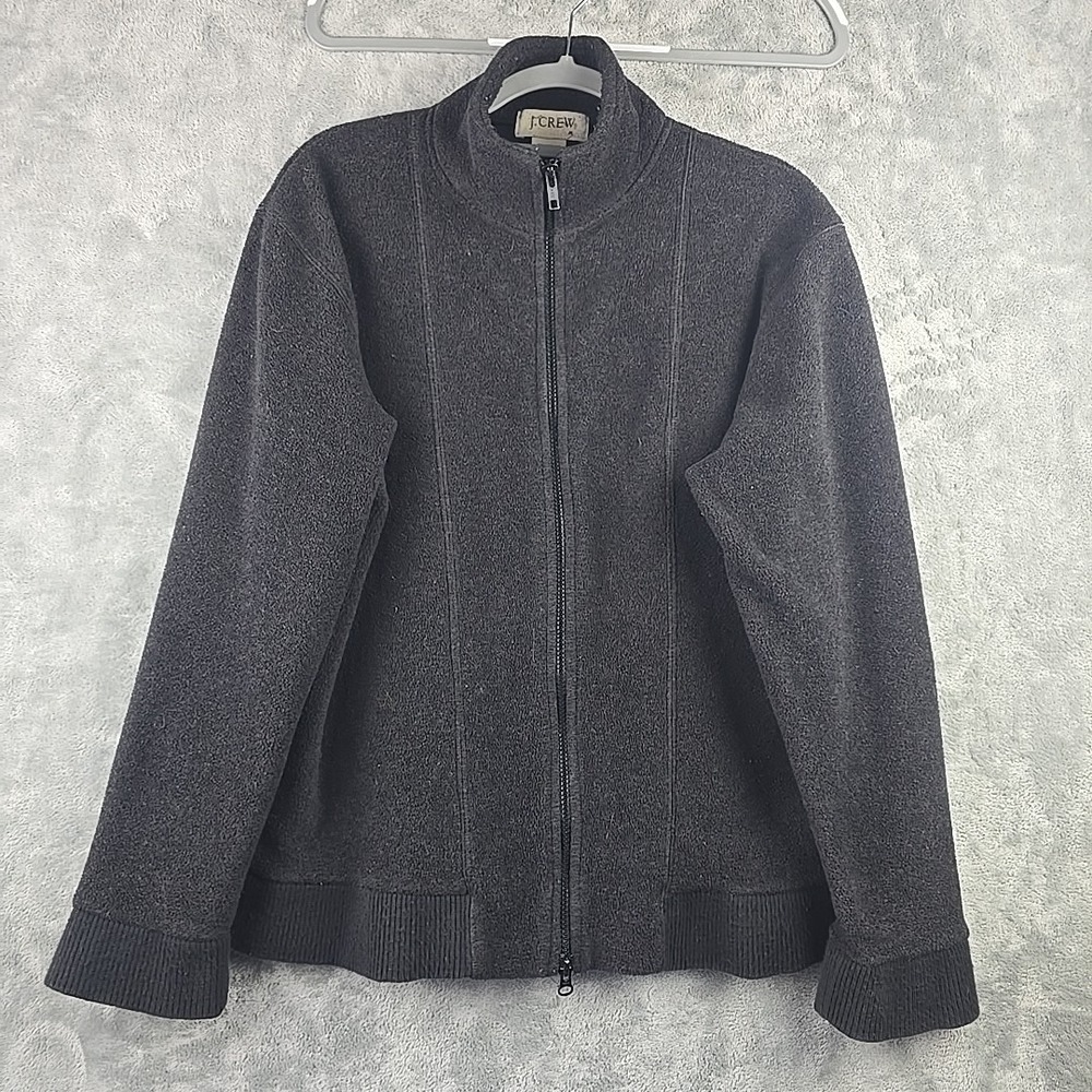 Vintage J Crew Jacket Mens Medium Wool Blend Charcoal Gray Full Zip Sweater
